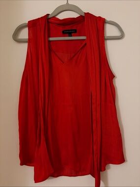 Banana Republic Red V-Neck Tie-Front Sleeveless Camisole
